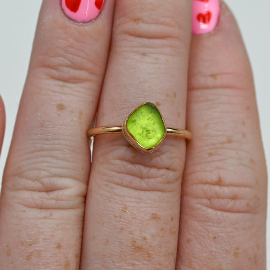 Gold fill lime sea glass size 7