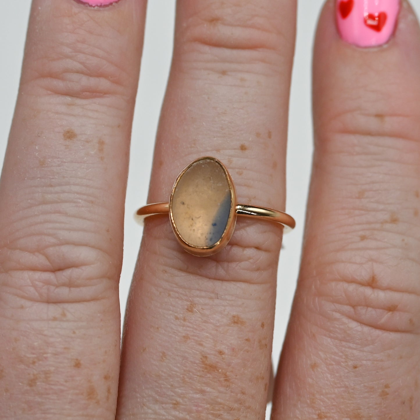 Gold fill multi pink and blue sea glass size 7.25
