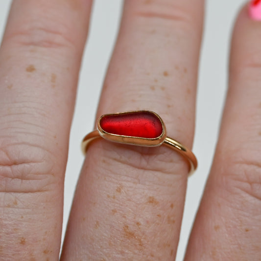 Gold fill red sea glass horizontal size 7.5