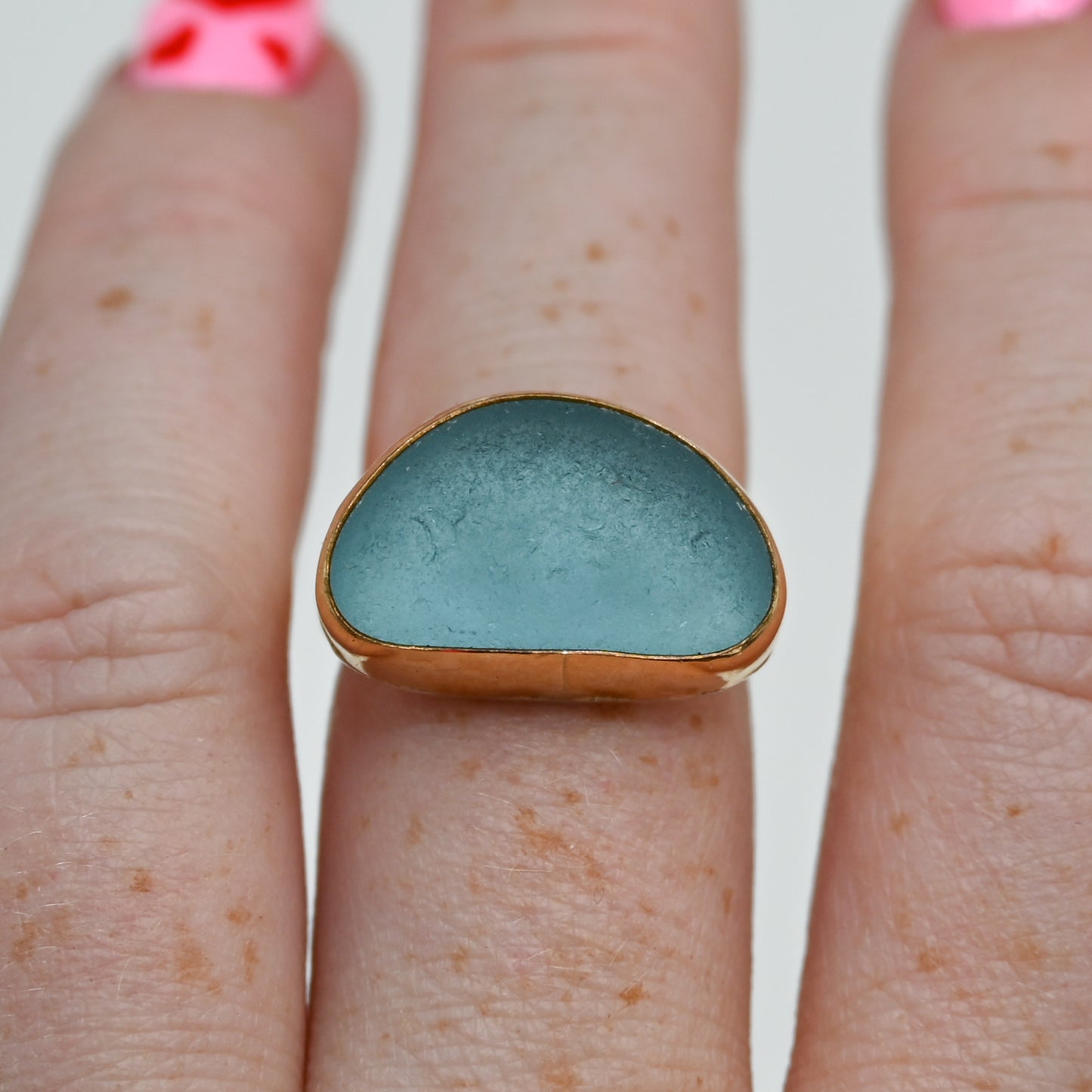 Gold fill xxl gray/cornflower sea glass size 7.5