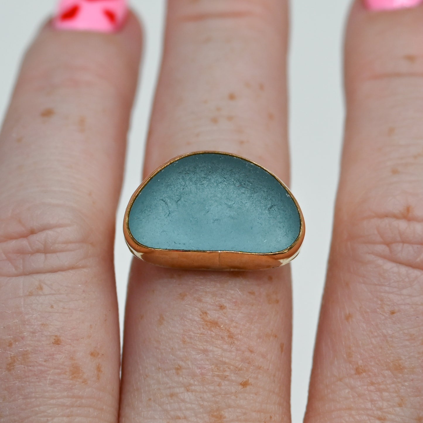 Gold fill xxl gray/cornflower sea glass size 7.5
