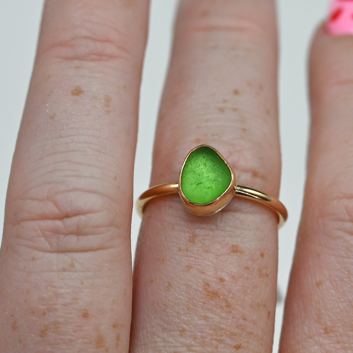 Gold fill green sea glass size 7.5