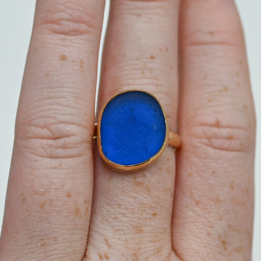 Gold fill xl cobalt sea glass size 8