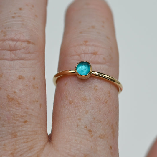 Gold fill mini turquoise sea glass size 8.75