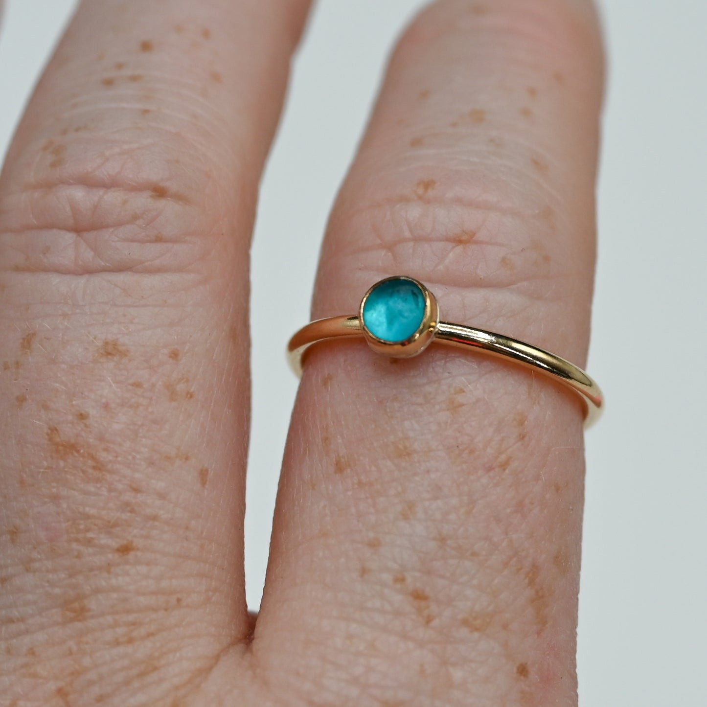 Gold fill mini turquoise sea glass size 8.75