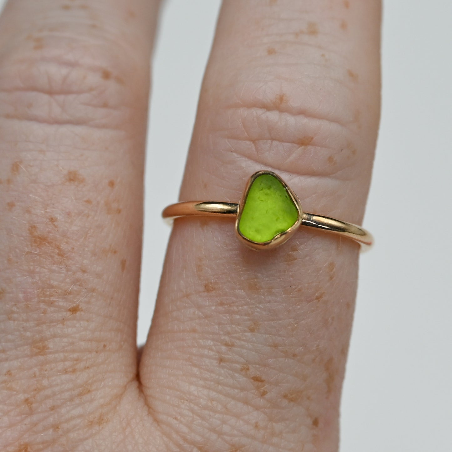 Gold fill lime sea glass size 8.75