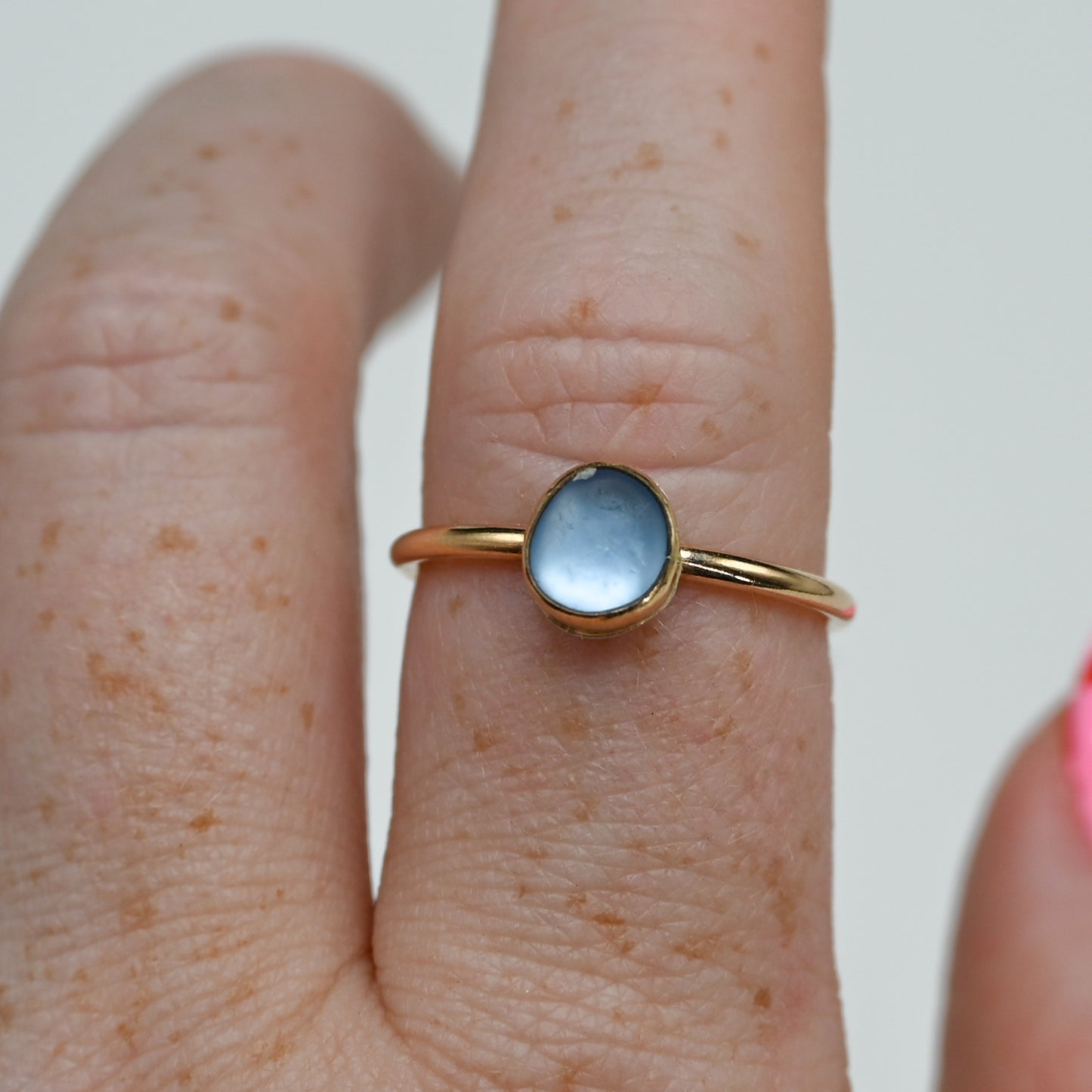 Gold fill cornflower sea glass size 8.75