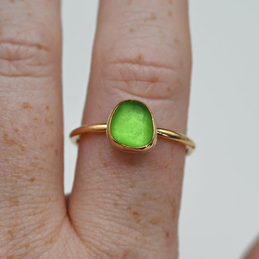 Gold fill green sea glass size 10.25