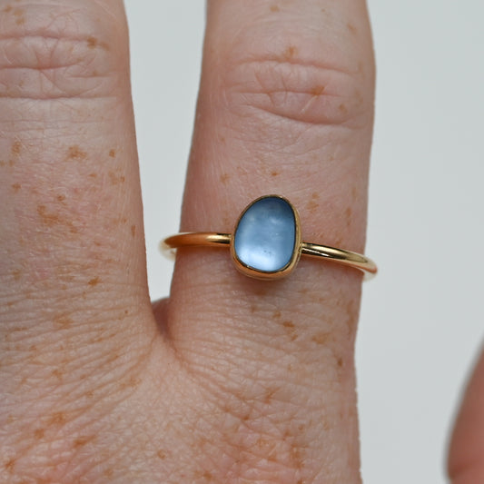 Gold fill cornflower sea glass size 10.5