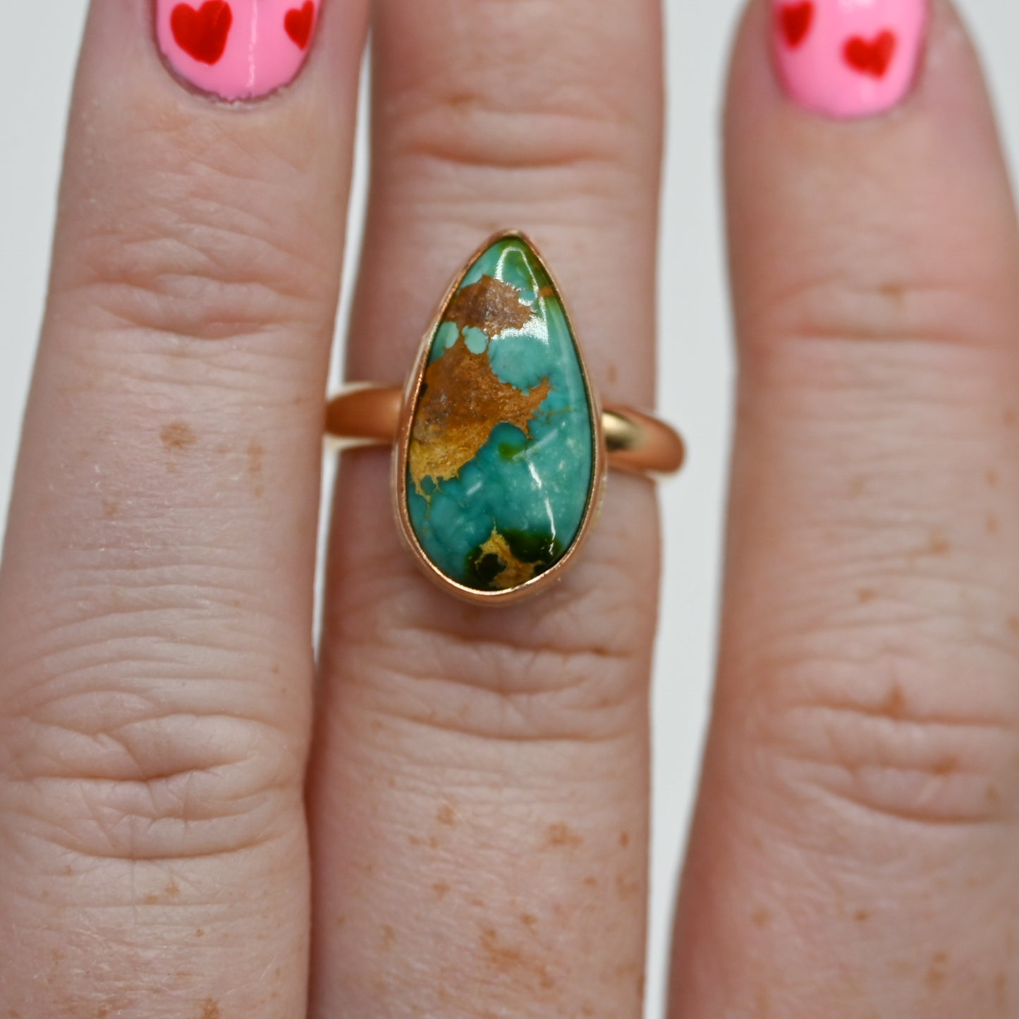 Gold fill xl emerald valley turquoise size 6