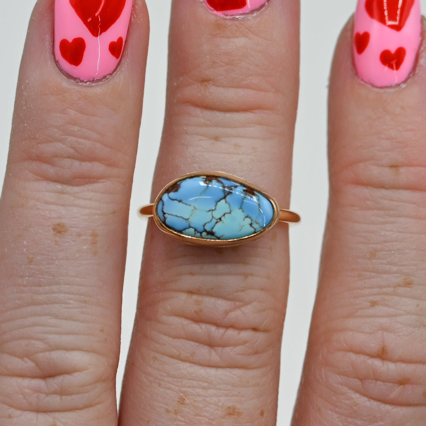 Gold fill horizontal golden hills lavender turquoise size 6