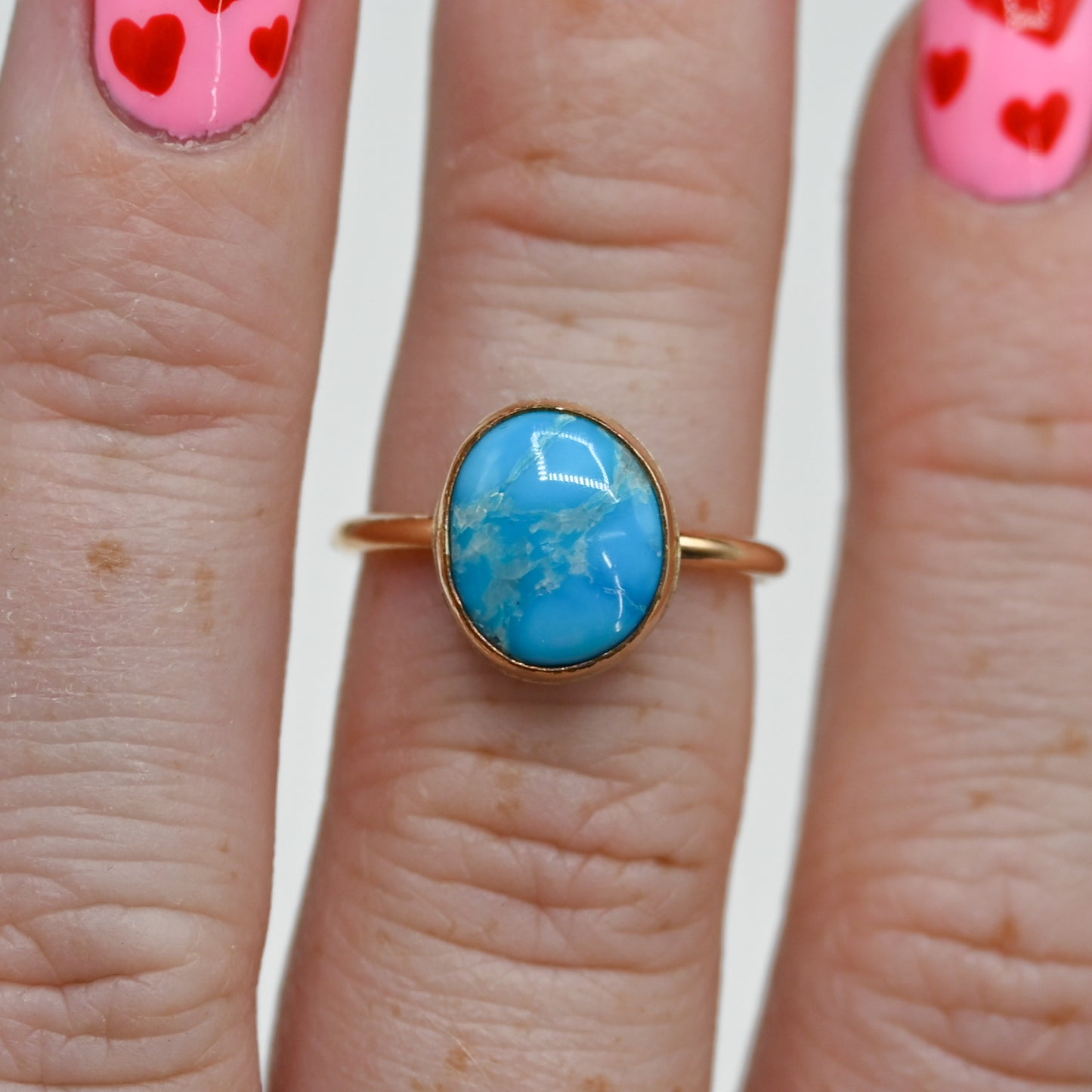 Gold fill blue ridge turquoise size 6
