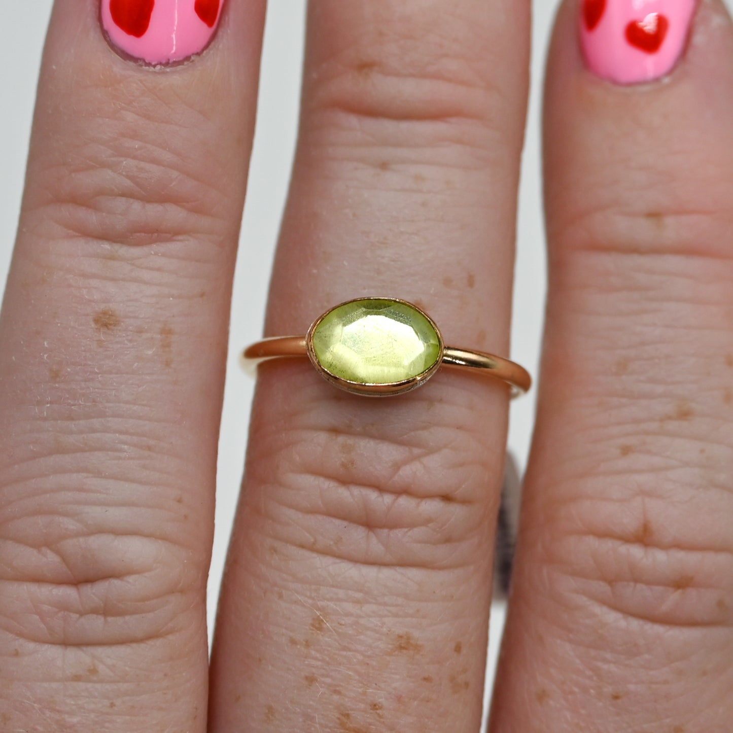 Gold fill horizontal rose cut moissanite size 6.75