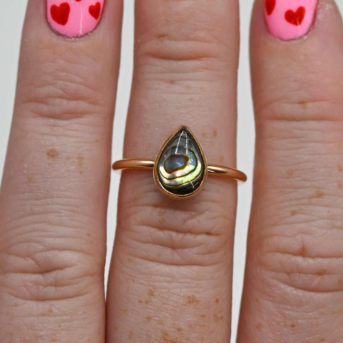Gold fill pear abalone size 6.75