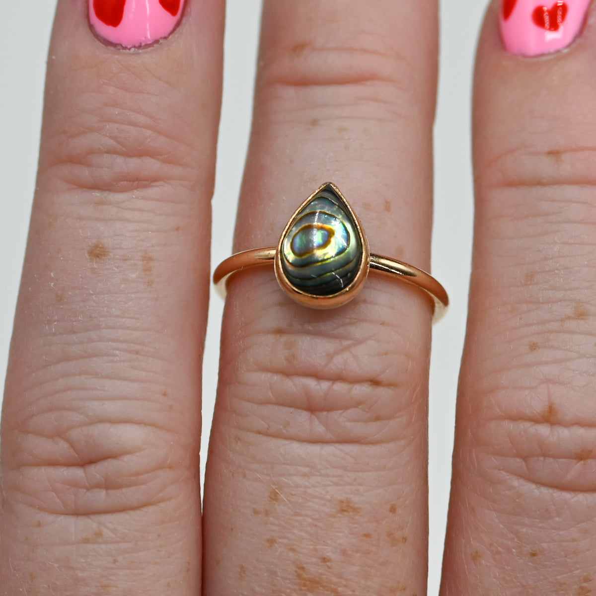 Gold fill pear abalone size 6.75