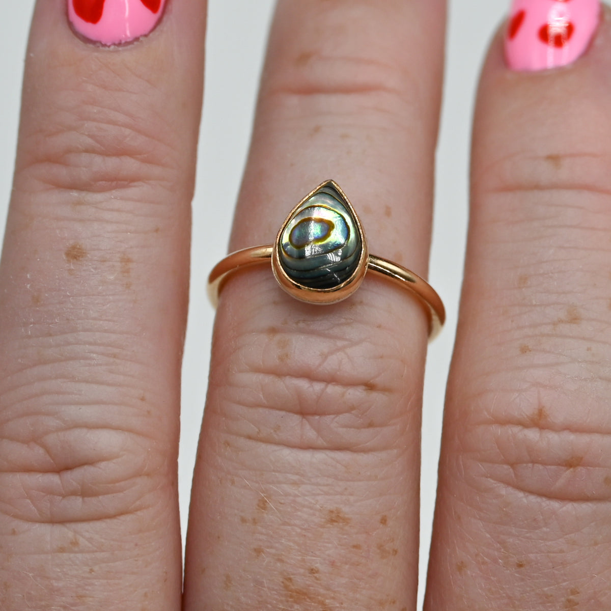 Gold fill pear abalone size 6.75