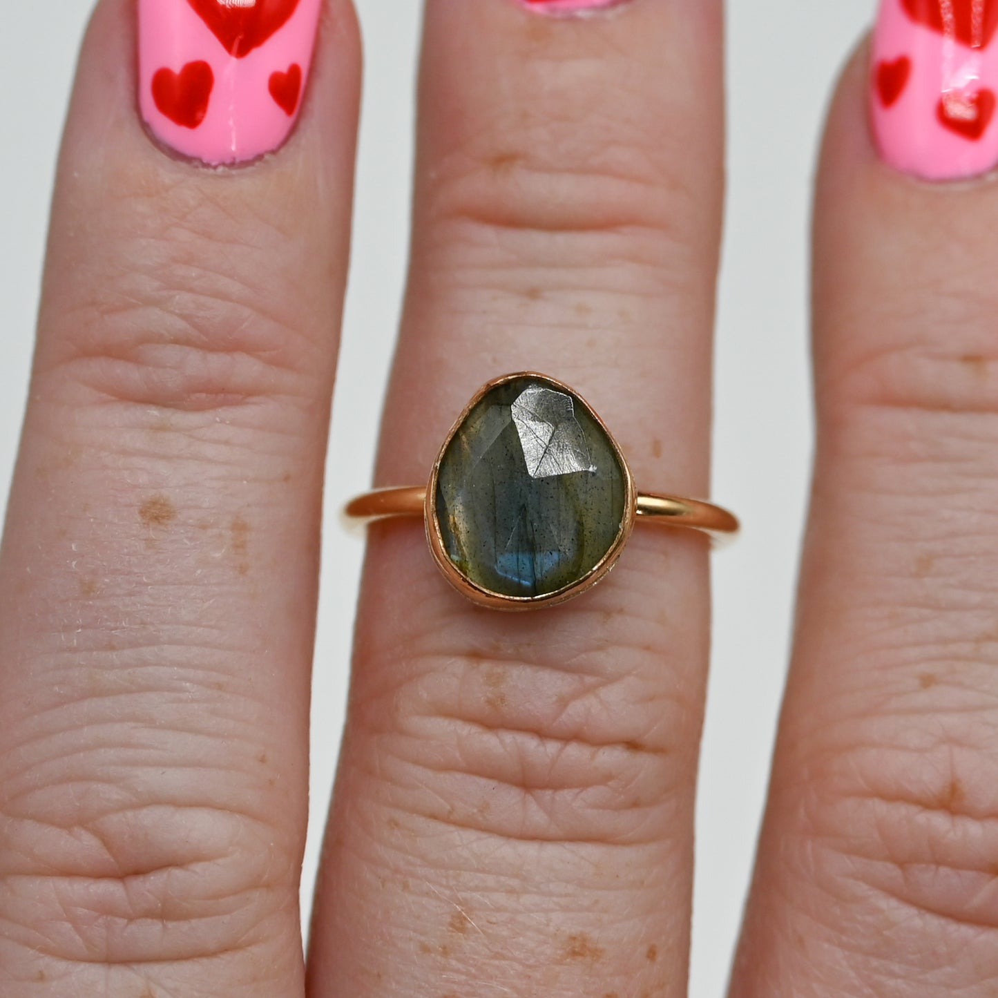 Gold fill rose cut labradorite size 6.75