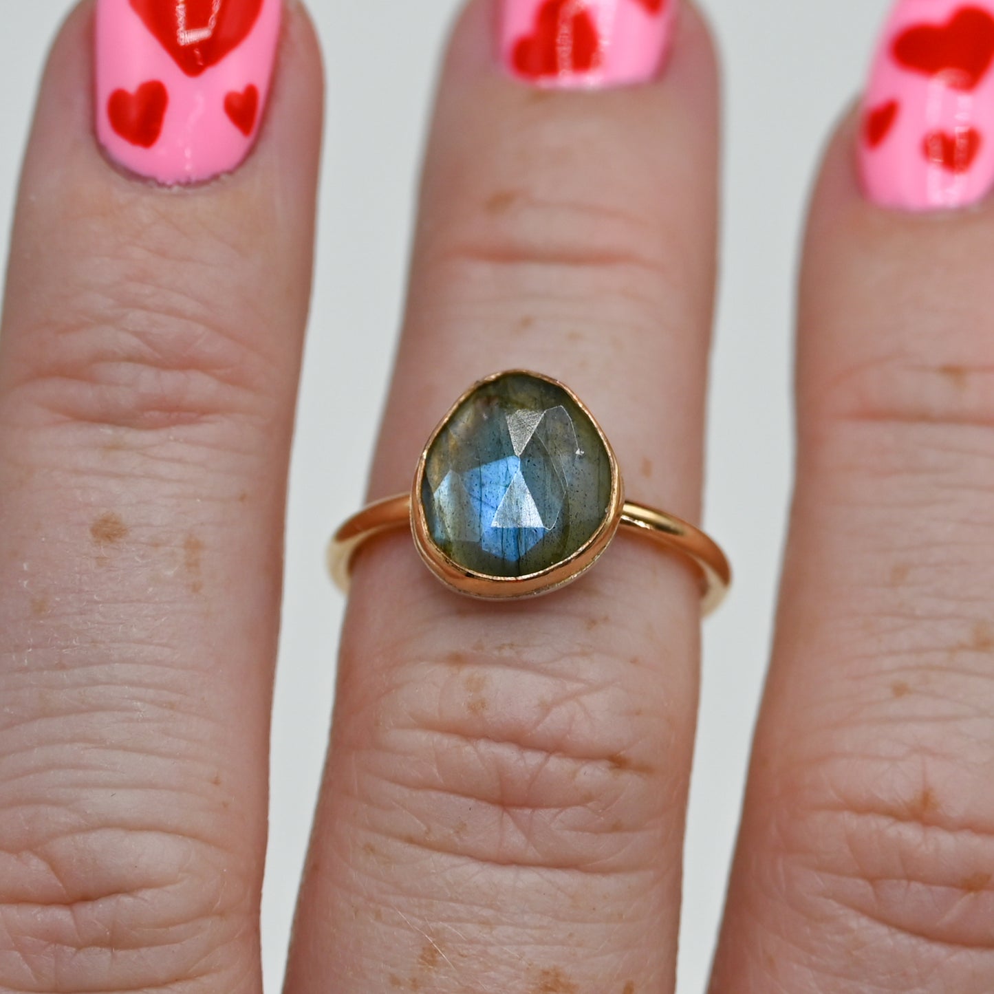Gold fill rose cut labradorite size 6.75