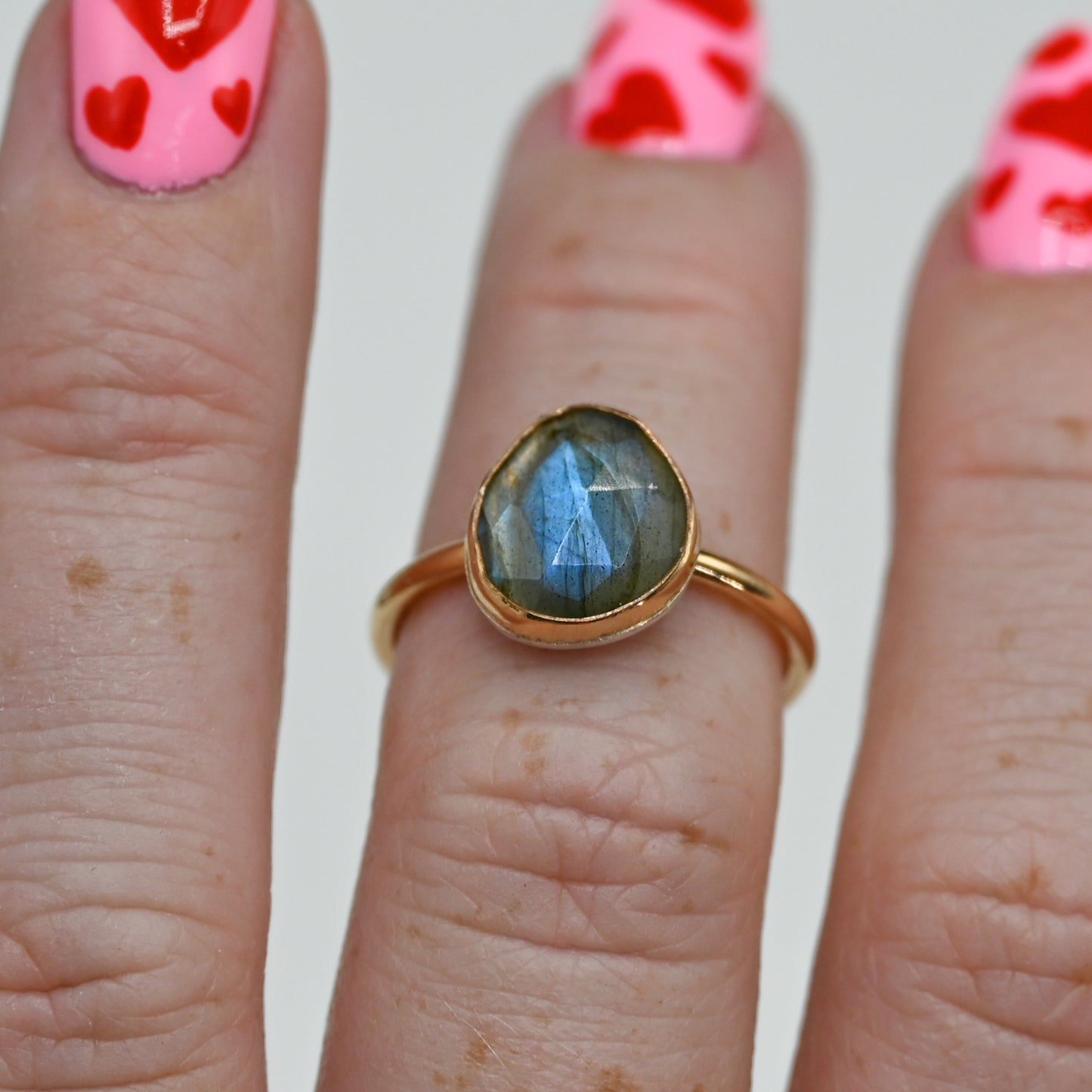 Gold fill rose cut labradorite size 6.75