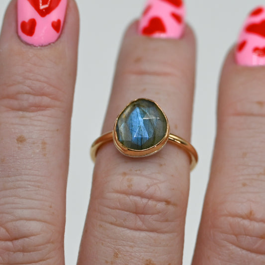 Gold fill rose cut labradorite size 6.75