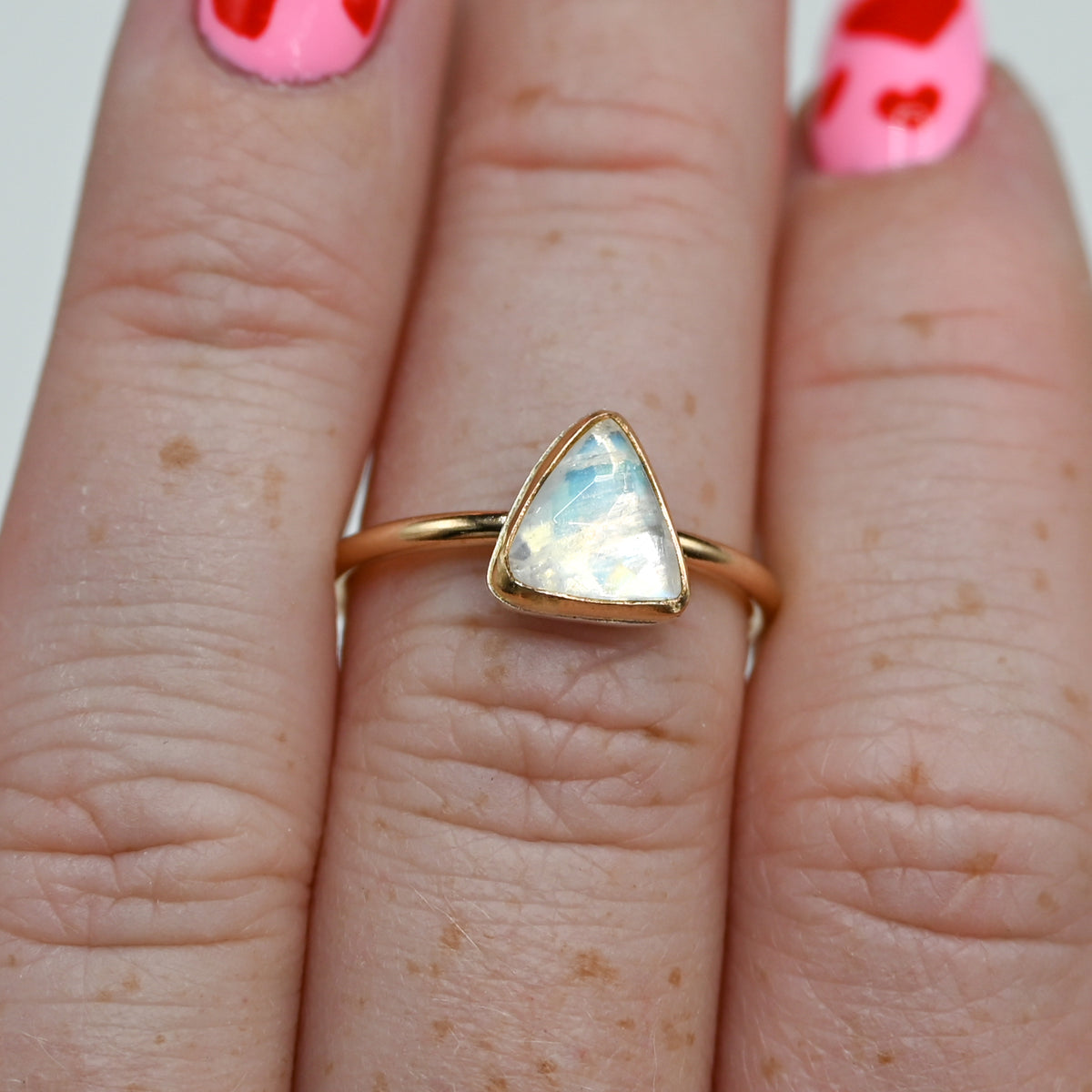 Gold fill rose cut triangle moonstone size 7