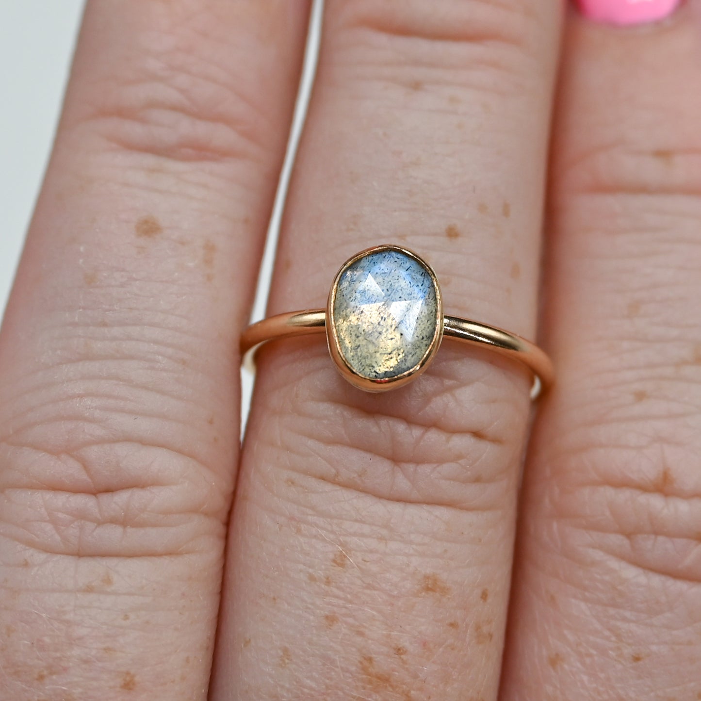 Gold fill rose cut labradorite size 7