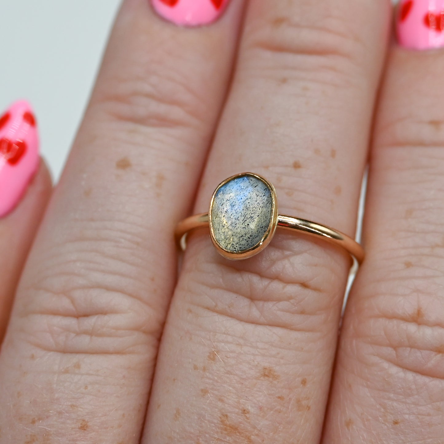 Gold fill rose cut labradorite size 7