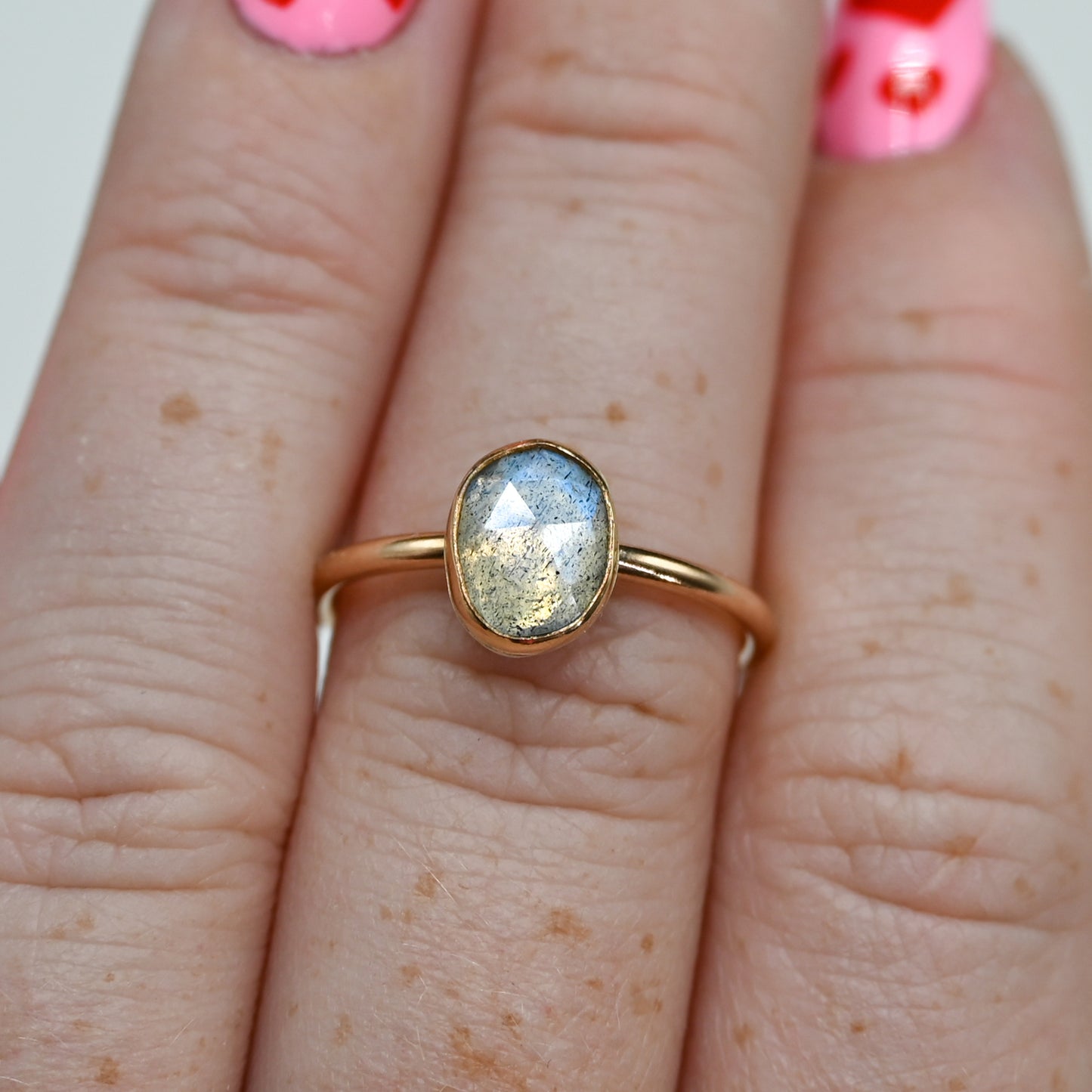 Gold fill rose cut labradorite size 7