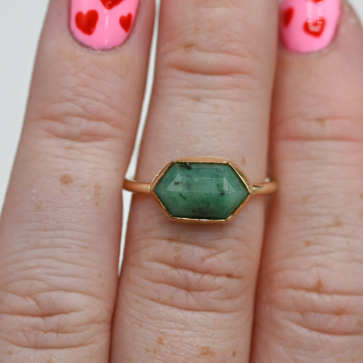 Gold fill horizontal rose cut emerald size 7