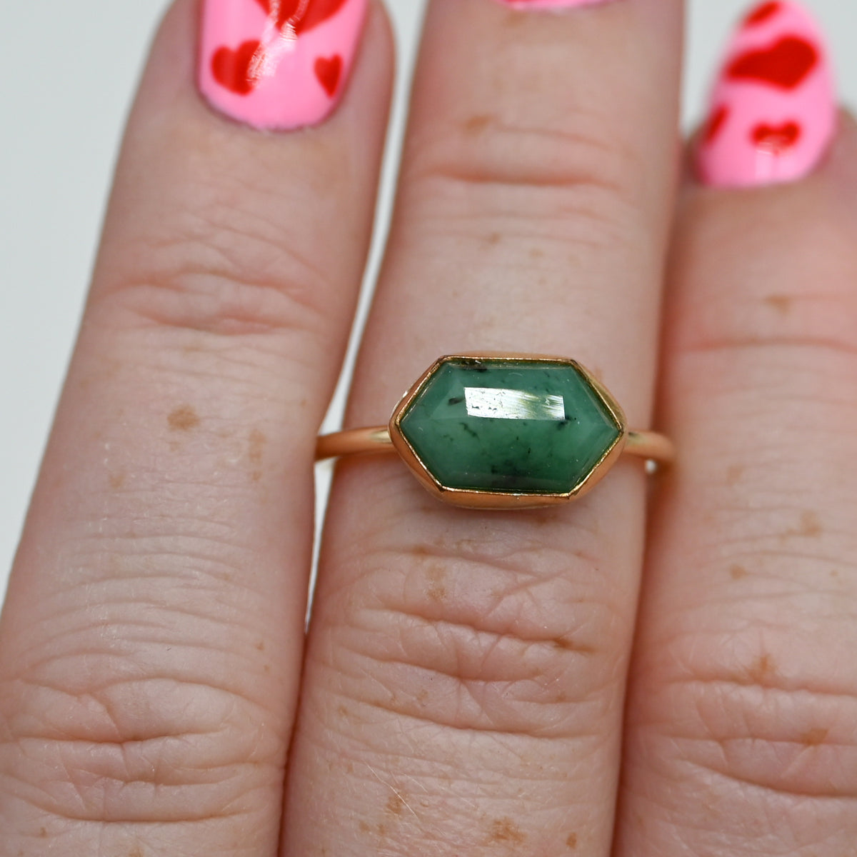 Gold fill horizontal rose cut emerald size 7