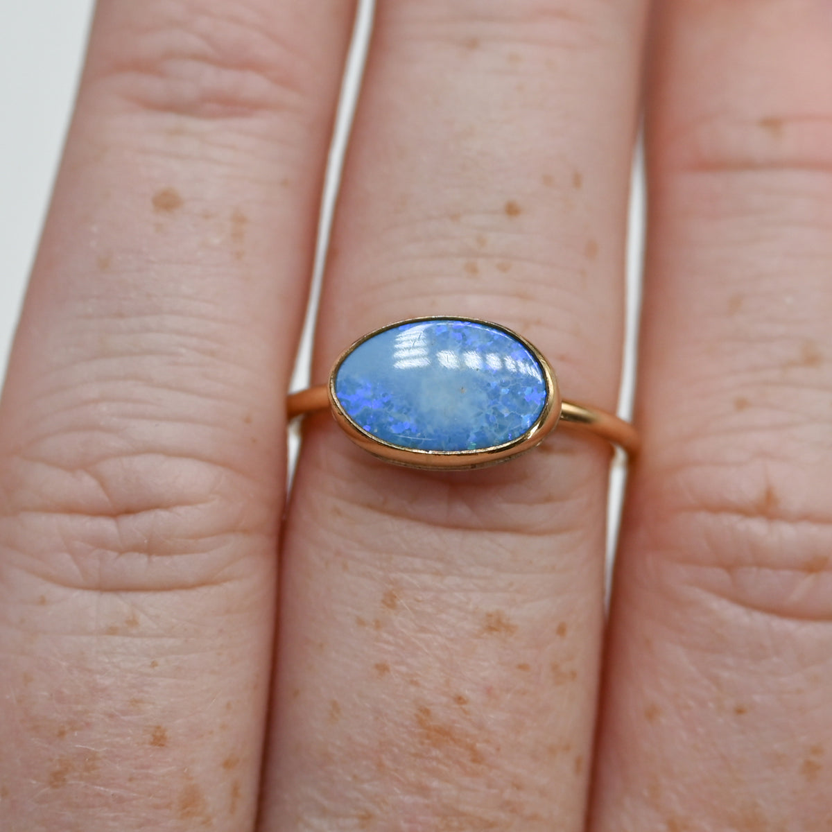 Gold fill horizontal Australian opal size 7