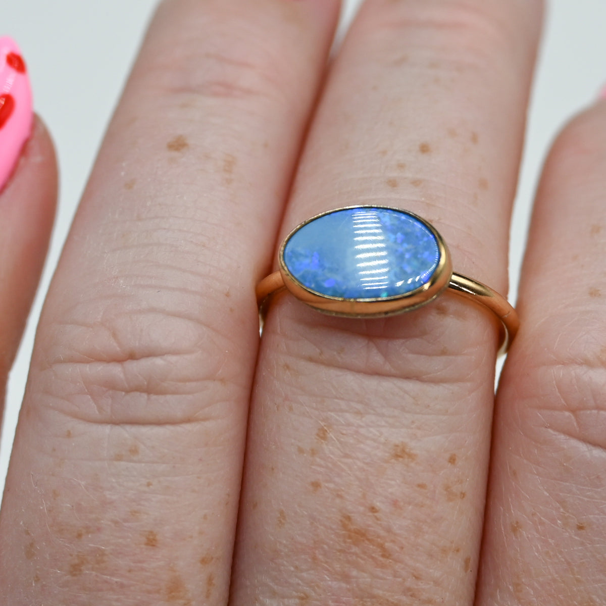 Gold fill horizontal Australian opal size 7