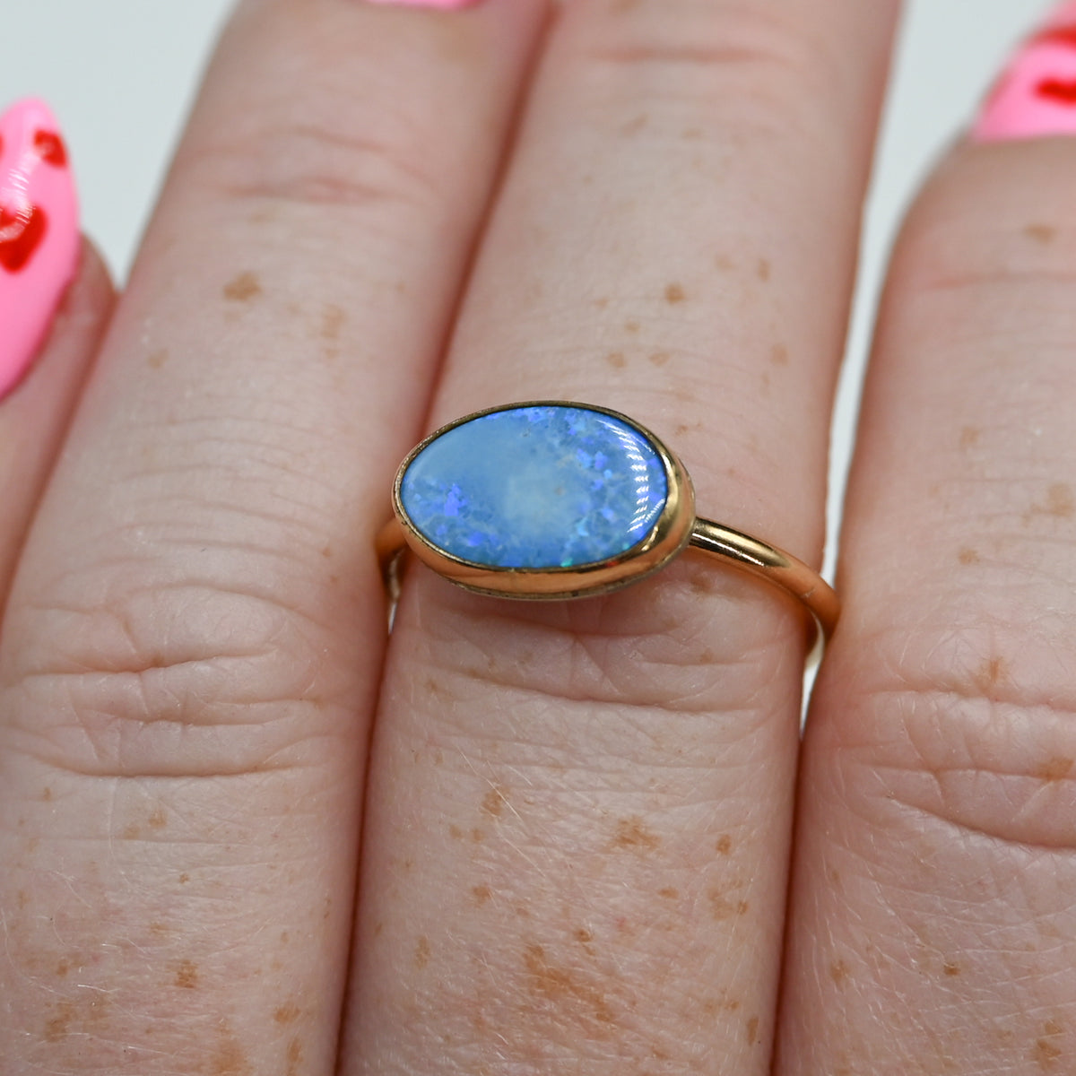 Gold fill horizontal Australian opal size 7
