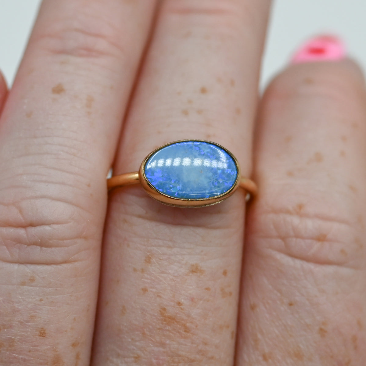 Gold fill horizontal Australian opal size 7