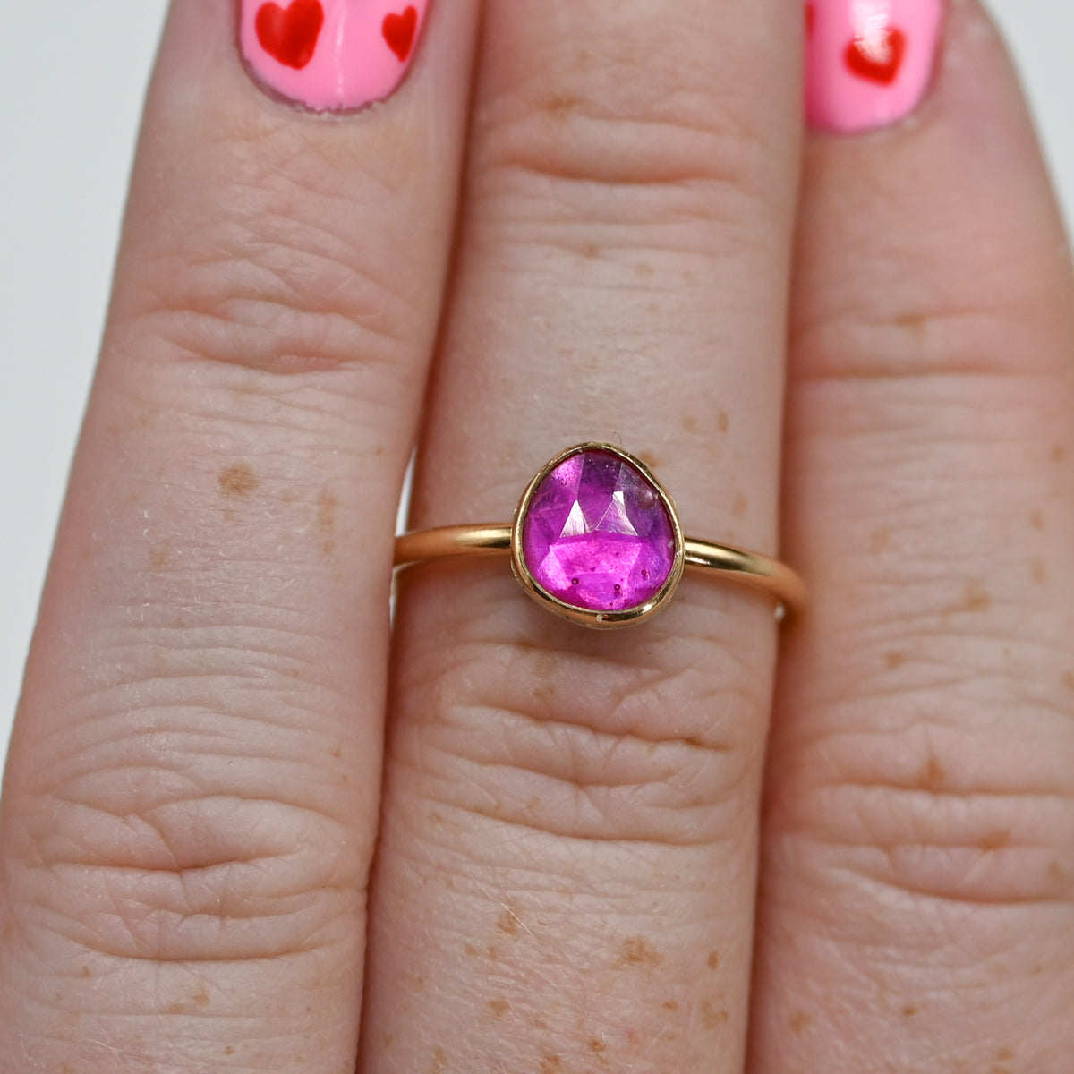 Gold fill rose cut ruby size 7