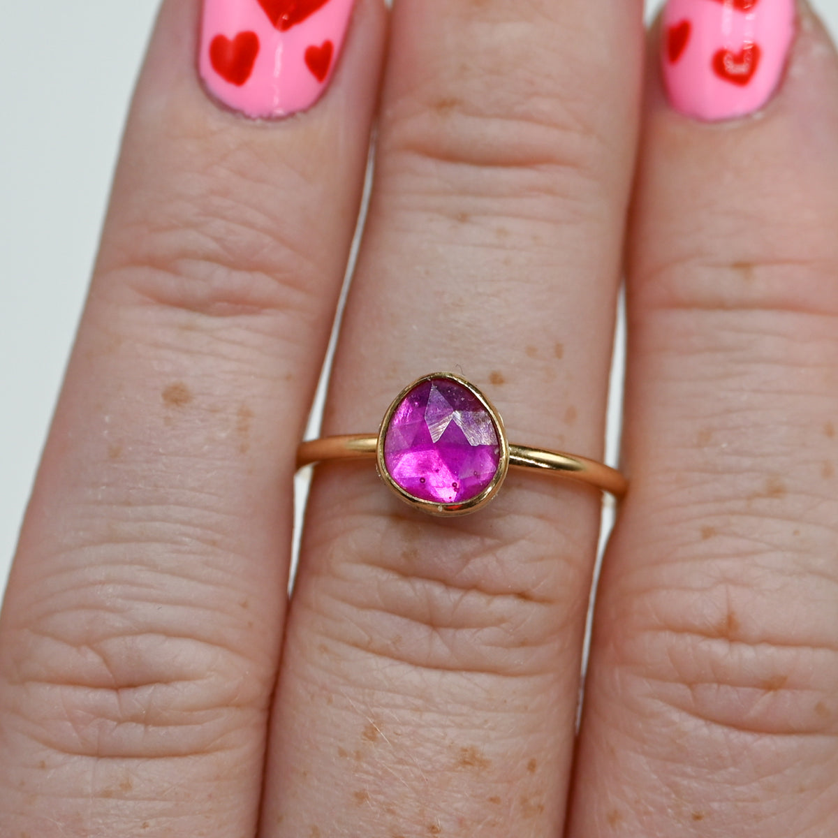 Gold fill rose cut ruby size 7