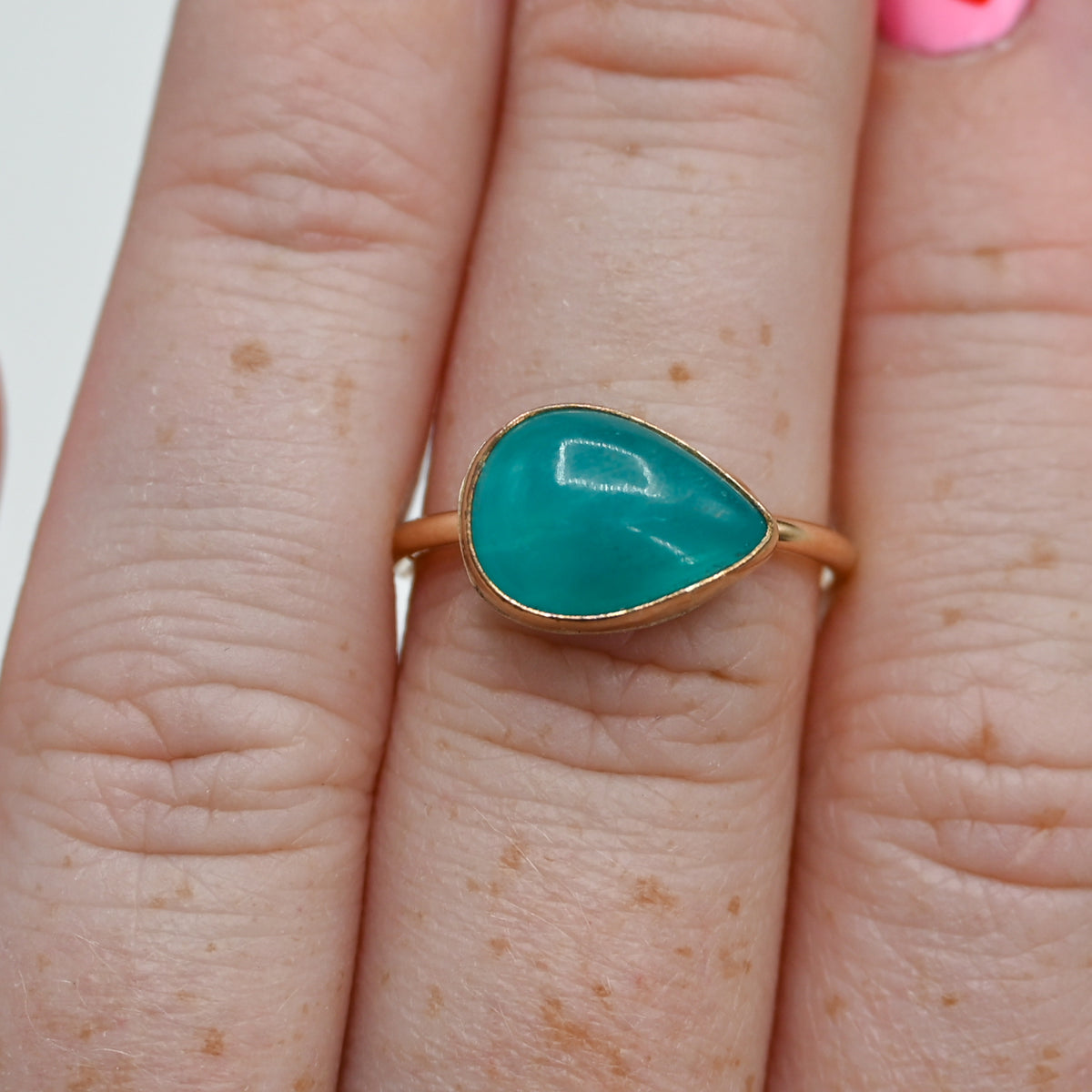 Gold fill horizontal pear amazonite size 7