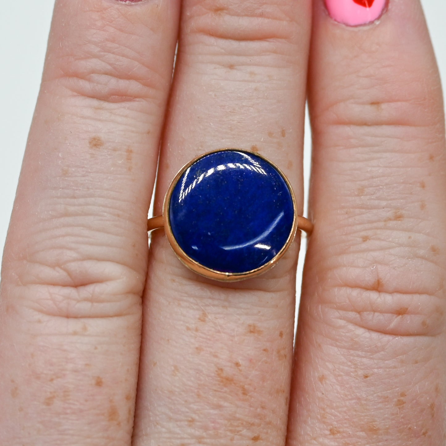 Gold fill round lapis lazuli size 7