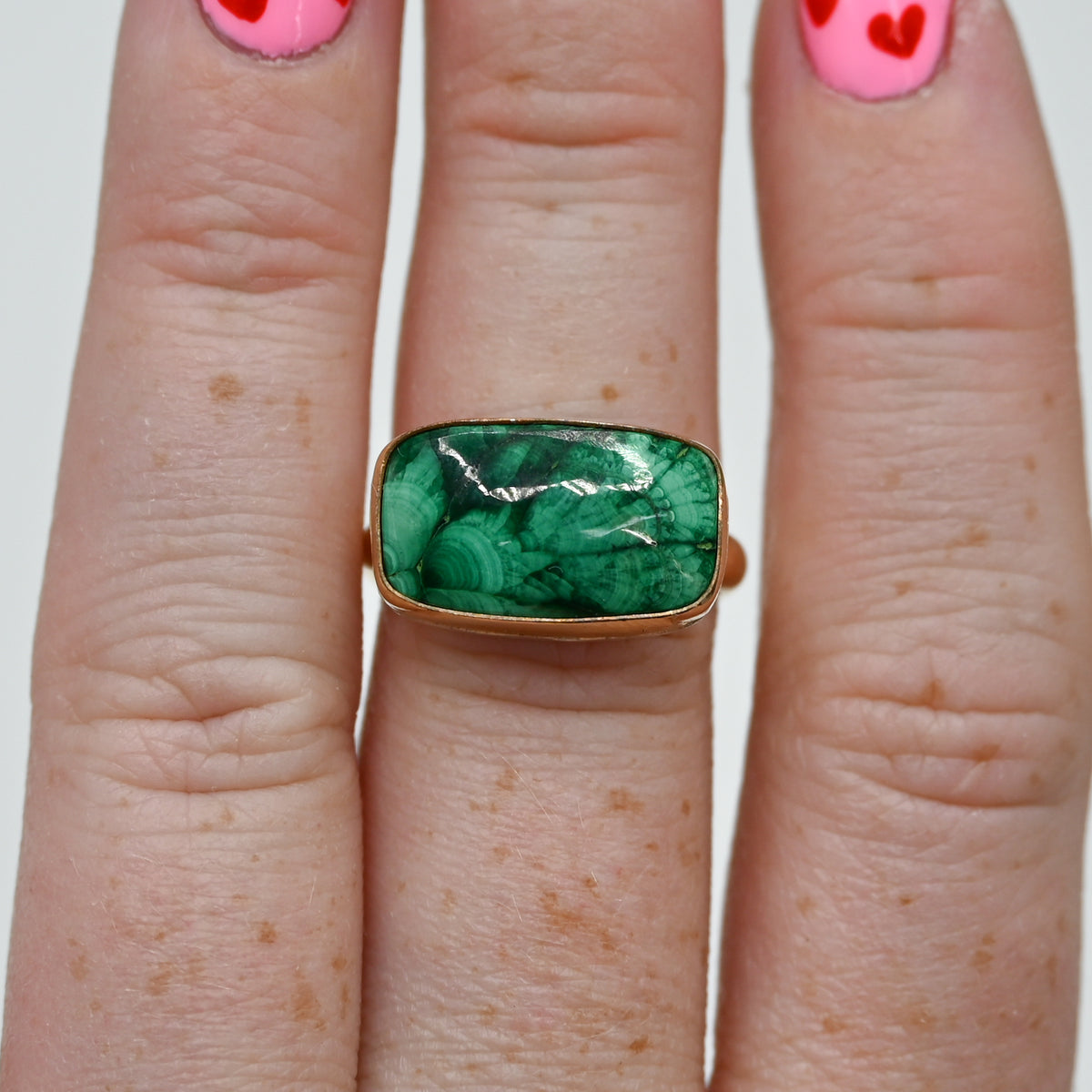 Gold fill xl horizontal malachite size 7