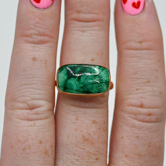 Gold fill xl horizontal malachite size 7