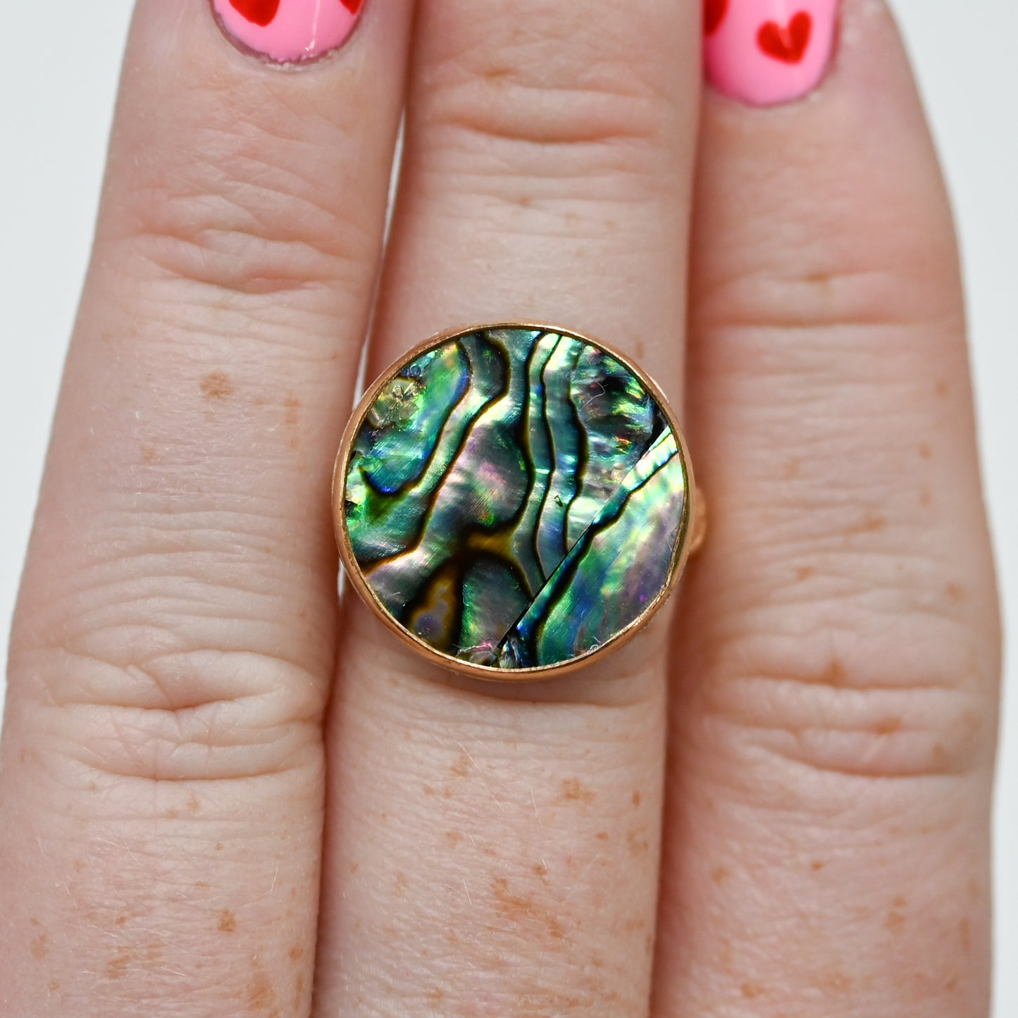 Gold fill xl round abalone size 7.25