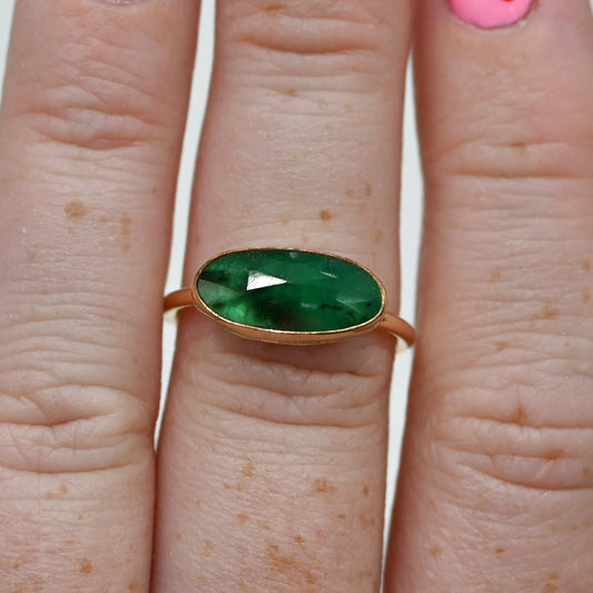 Gold fill horizontal rose cut emerald size 7.25