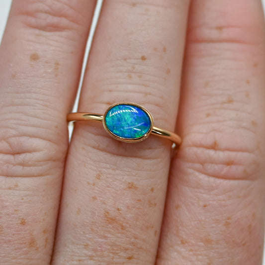 Gold fill horizontal Australian opal size 7.75