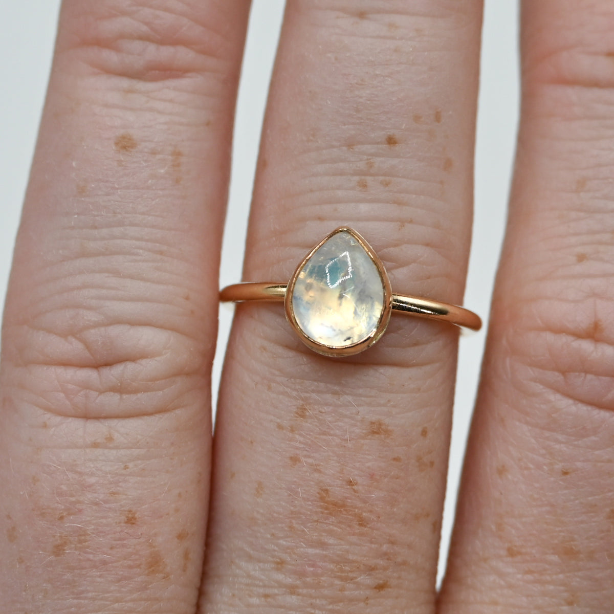 Gold fill pear moonstone size 7.75