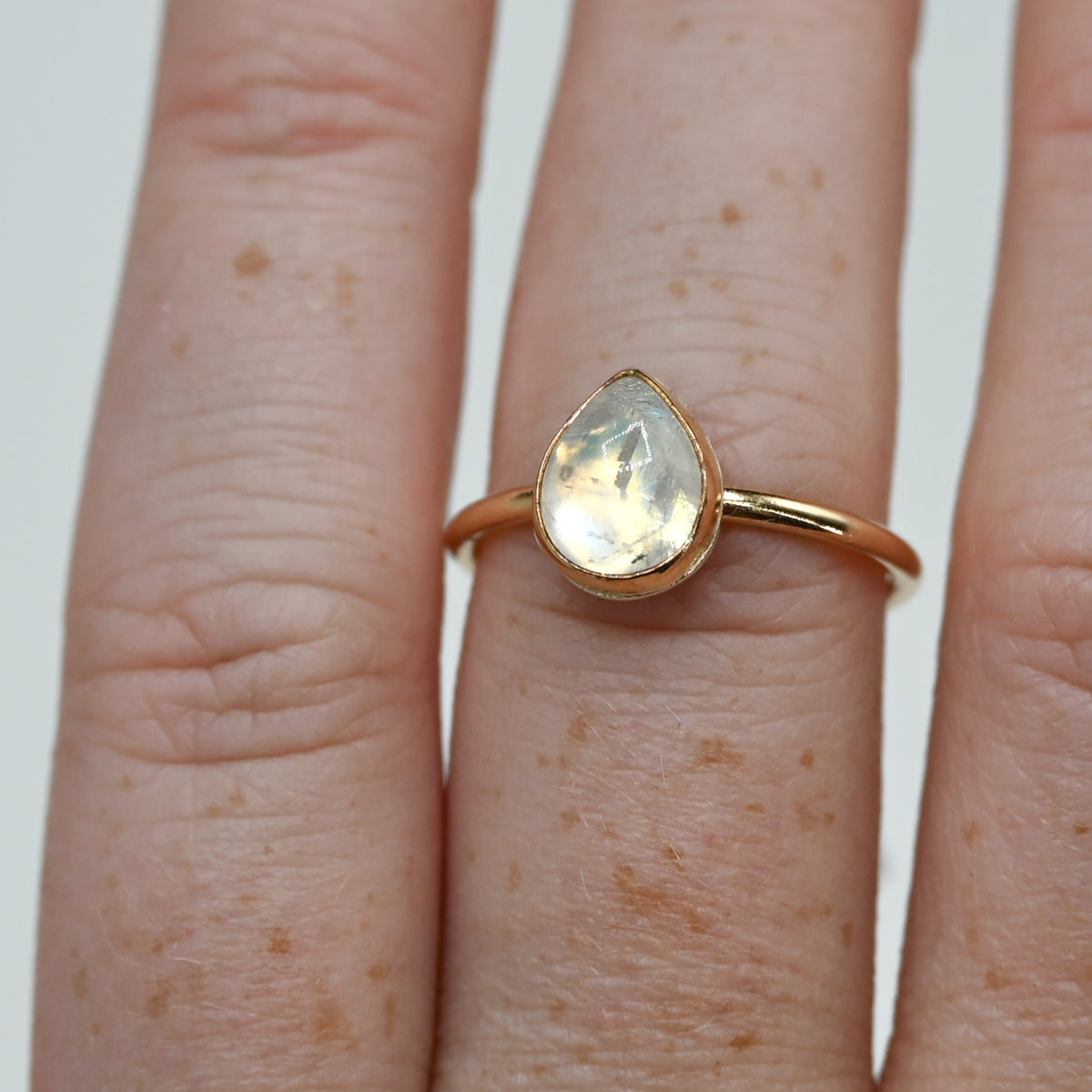 Gold fill pear moonstone size 7.75