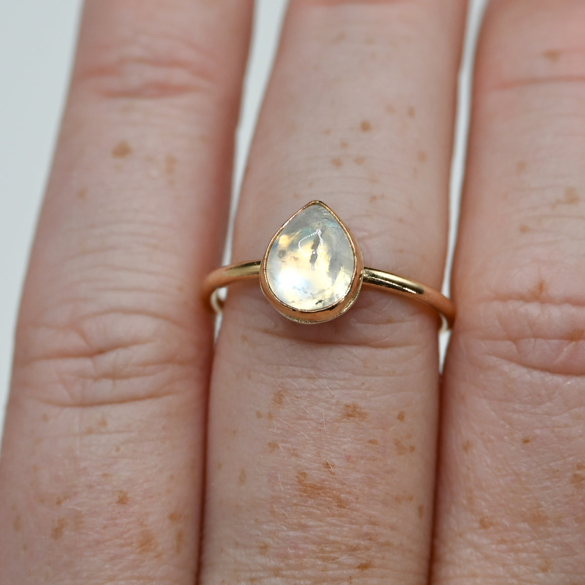 Gold fill pear moonstone size 7.75