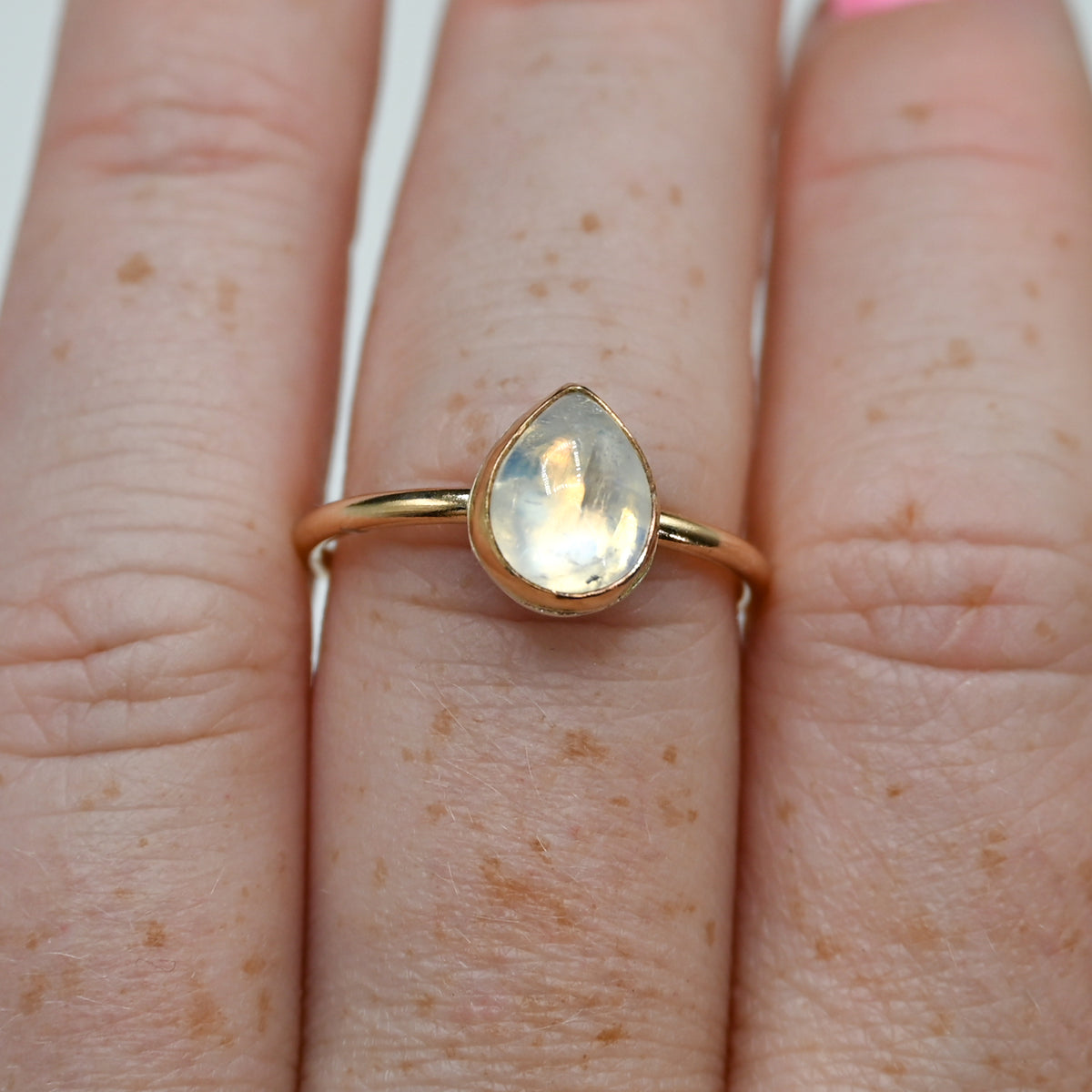 Gold fill pear moonstone size 7.75