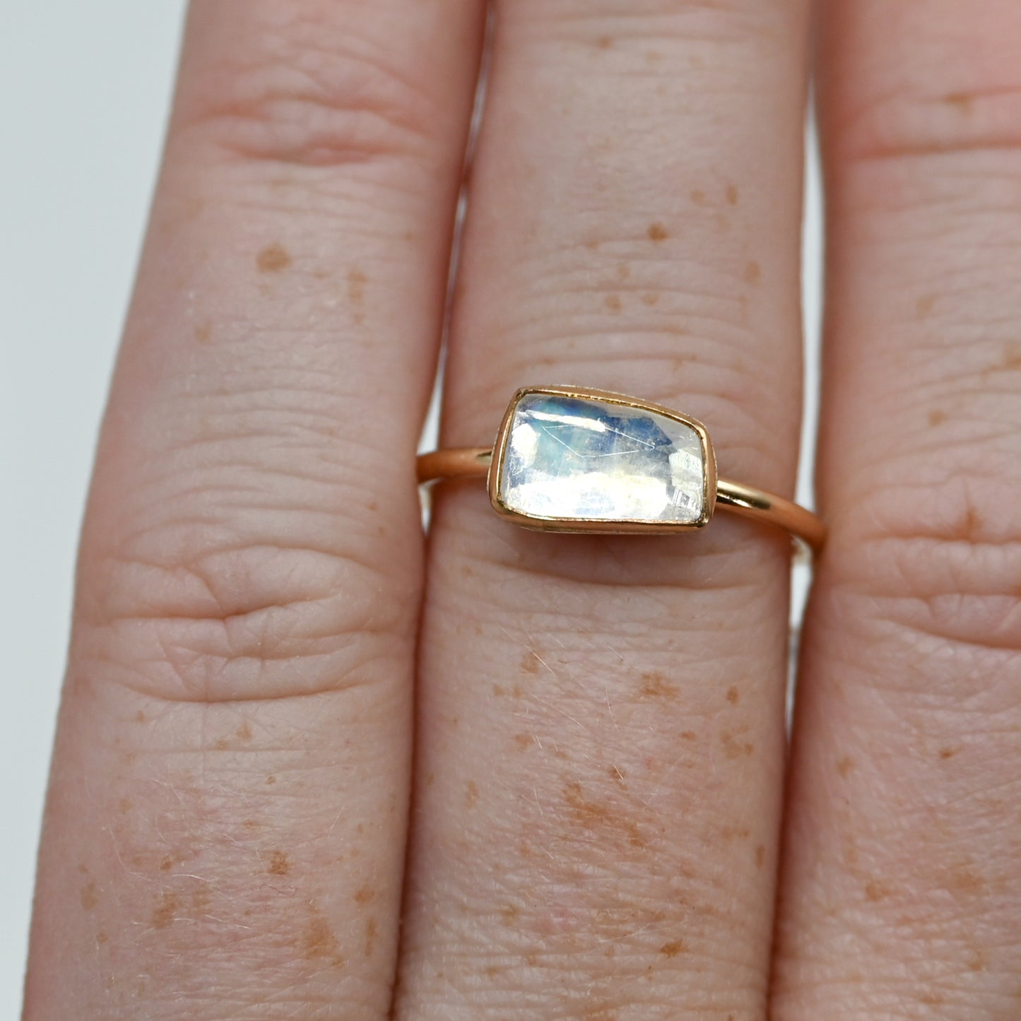 Gold fill horizontal rose cut moonstone size 7.75