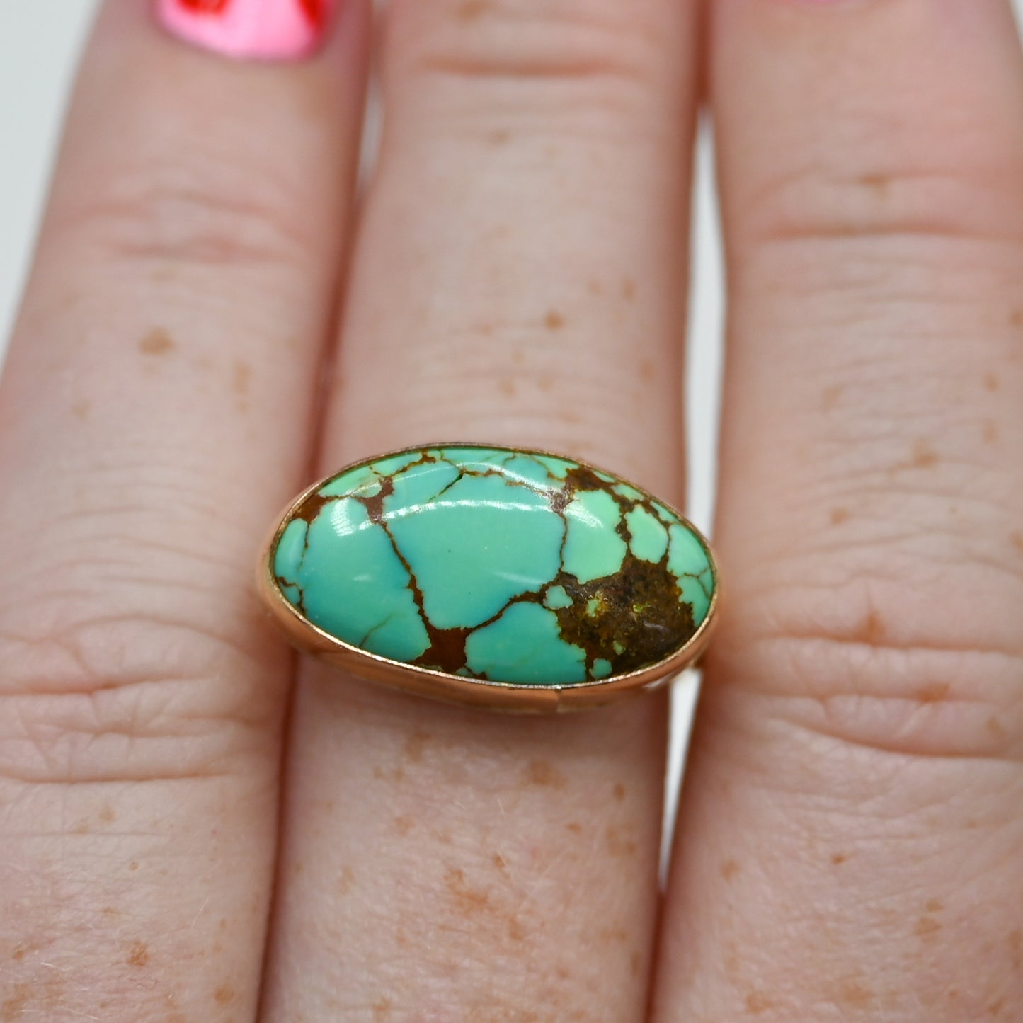 Gold fill xl number 8 turquoise size 7.75