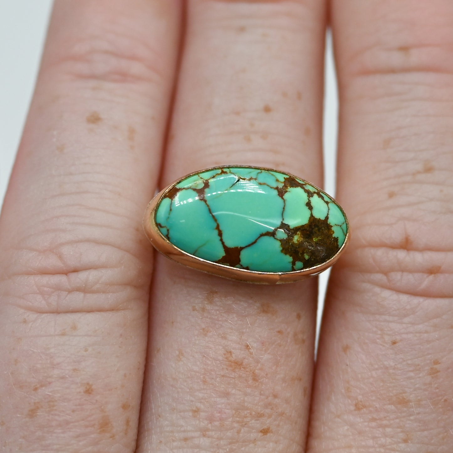 Gold fill xl number 8 turquoise size 7.75